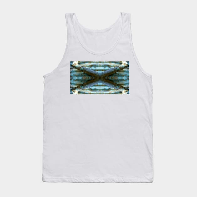 Blue Abstract Pipes on Corrugated Iron Tank Top by MagpieSprings